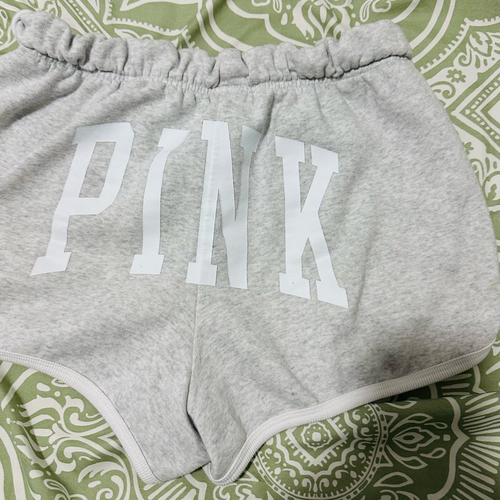 PINK Victoria's Secret Gray Athletic Shorts with White Branding